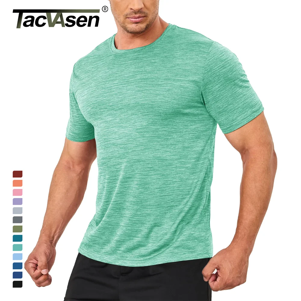 TACVASEN Summer Quick Dry T-shirts Mens Running Tee Shirts Short Sleeve Athlete Elastic Workout Sportswear Outdoor Casual Tops-animated-img