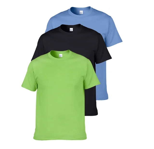 T Shirt For Men Summer Cotton Tops Solid Colors Blank Tshirts O-neck Men  Clothing Plus Size M to 5XL