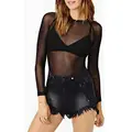 Black Mesh Transparent Slim T-shirts Summer Women O-Neck Long Sleeve Super Stretch Mesh Tee Tops CKFZ-049 preview-1