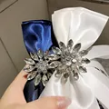 Korean New Big Bow Tie Crystal Fabric Collars Flower Long Ribbon Pins Fashion Women's Jewelry Gift Brooch for Women Accessories preview-4