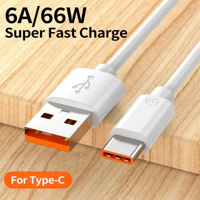 66W 6A USB C Cable Super Charge Cable For Huaweo Mate 40 50 Fast Charging Type C Cable For Xiaomi 11 10 Pro OPPO R17 USB-C Cord
