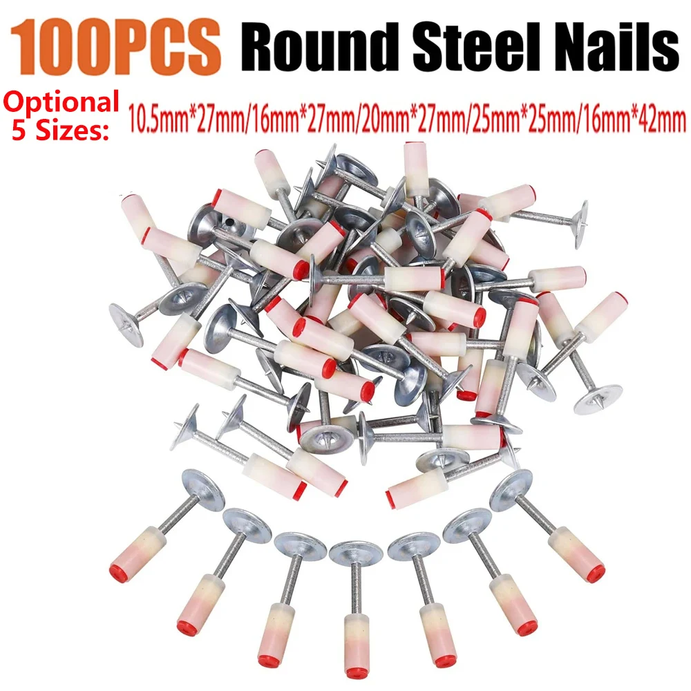 100PCS Steel Nails Round for Steel Nail Gun 10.5mm 16mm 20mm 25mm Pneumatic Nailing Gun Wall Fastening Tool Nailer Special Nails-animated-img