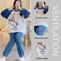 Thickened Warm Flannel Women's Sleepwear Coral Velvet Pajamas Loungewear Winter Cartoon Bear Padded Girl Nightwear Homewear Sets preview-1