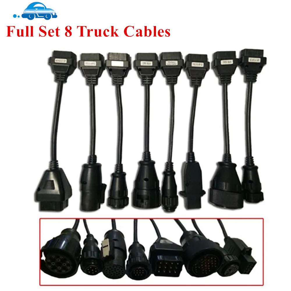 Full Set 8 Truck Cables OBD2 Diagnostic Tool OBD OBDII OBD 2 Connect Cable Tnesf Delphis Orpdc VD DS150E CDP interface Scanner-animated-img