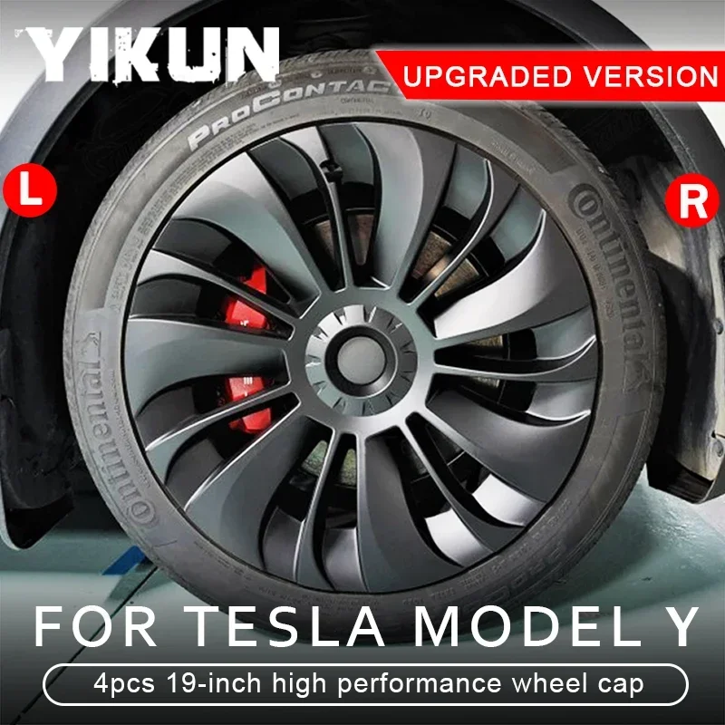 4PCS Hub Cap Performance Replacement Wheel Cap 19 Inch Automobile Hubcap Full Rim Cover Accessories for Tesla Model Y 2018-2024-animated-img