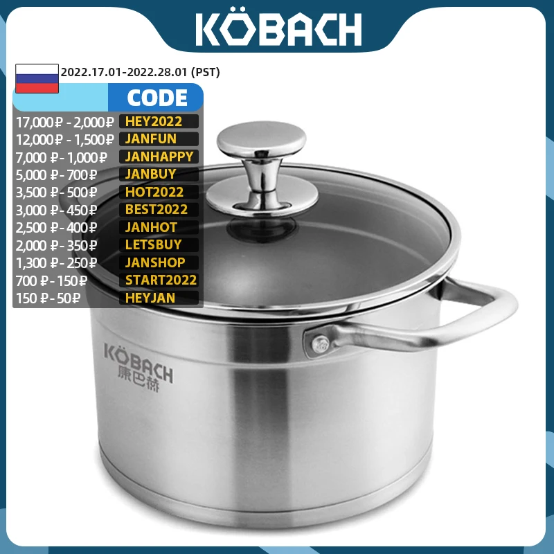KOBACH stock pot 4L stainless steel soup pot kitchen stew pot kitchen cookware stock pot with lid preview-7