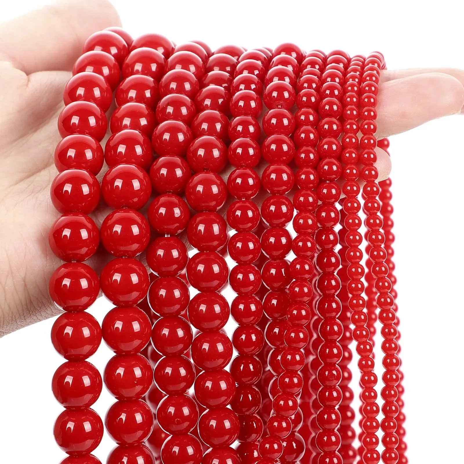 Red Coral Stone Beads Round Loose Spacer Beads for Jewelry Making DIY Charms Bracelet Necklace Accessories 6 8 10mm-animated-img