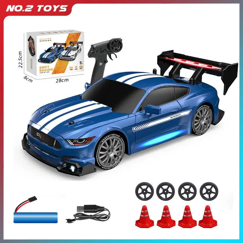 1:24 High Speed RC Drift Vehicle Cars Mustang 4WD Remote Control Racing Car Gift Competition Race Car Boys Toy Replaceable Tire-animated-img