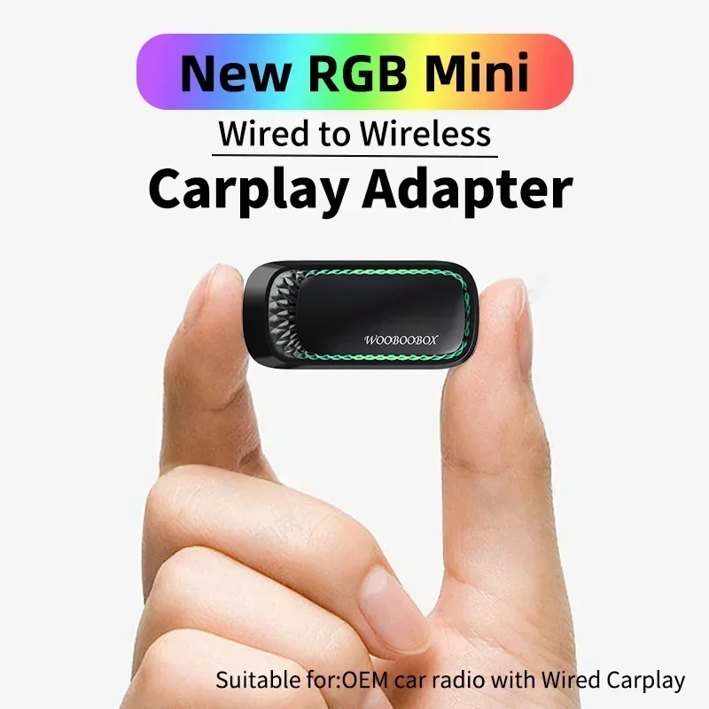 קנו אלי אקספרס  New RGB Mini Carplay AI Box for Apple Car Play Wireless  Adapter Car OEM Wired CarPlay To Wireless Smart USB Dongle Plug and Play