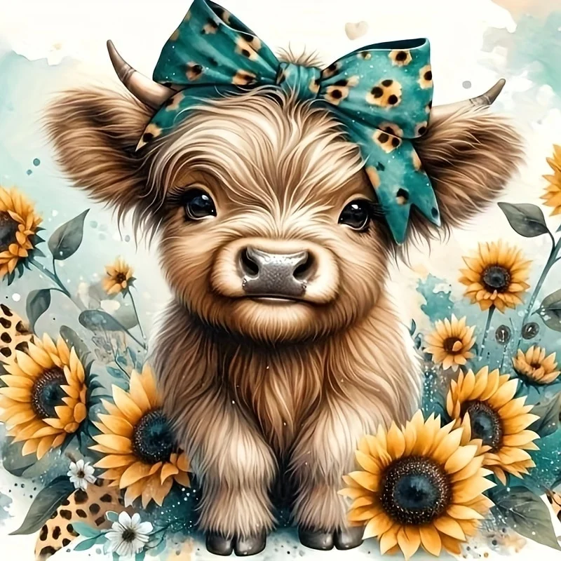 RUOPOTY Animal Diamond Painting Cute Cow Rhinestones Embroidery 5d Diy Painting Handicraft Artwork-animated-img