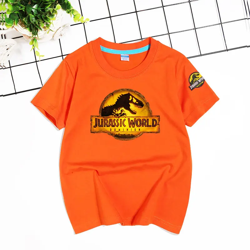 New Summer Casual Kids Girls Boys Cotton T Shirt Dinosaur Jurassic Park World Prints Tops Tees Men Women Family T-shirt-animated-img