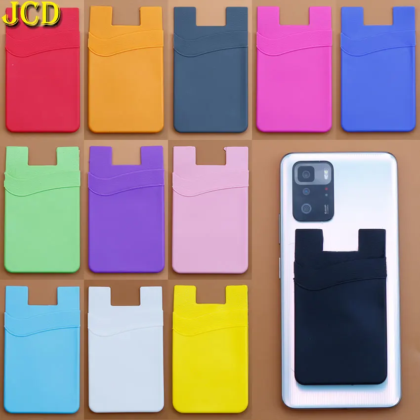 JCD Silicone Mobile Phone Back Pocket Card Holder Case Soft Elastic Non-slip Cell Phone Stick Adhesive Card Holder Wallet-animated-img