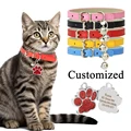 Pet Collars with Personalized ID Tag Adjustable PU Collar Anti-lost Engraved Address Customized Cat Dog Collars Pet Accessories