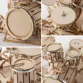 Robotime 3D Wooden Puzzle Toy DIY Cello Model Kits Wooden Craft Kits DIY Model Drum Kit  Adorable Home Decoration for Teens preview-4