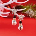 Fashion Christmas Snowman Snowflake Stud Earrings For Women Shiny Rhinestone White Pearl Piecring Earring New Year Jewelry Gifts preview-1