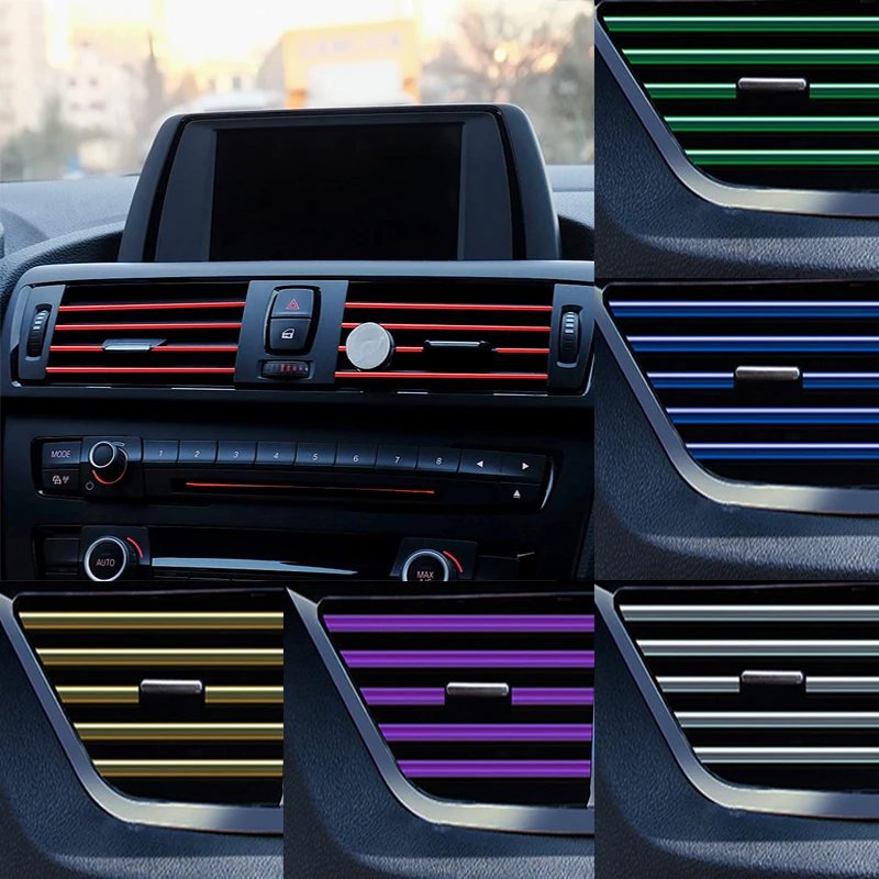 10Pcs U-shaped Car Air Outlet Decorative Strip Chrome-Plated PVC Car Interior Styling Decor Clip Trim Auto Interior Accessories-animated-img