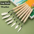 5/7 Pcs Set Art Oil Painting Scraper Palette Knifes Stainless Steel Artist Students Watercolor Pigment  Wooden School Stationery preview-2