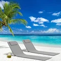 Foldable Beach Mats, Folding Sun Lounger, Chair for Campsite, Terrace, Adjustable Garden Chairs with Storage Pocket
