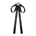 Black Ribbon Pearl Black Bow Tie Women Blouse Bowknot Temperament All-match Elegant Wear Accessories G1T7 preview-6