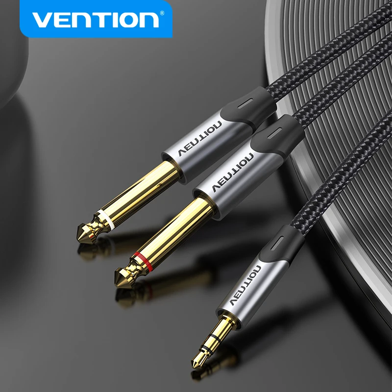 Vention 3.5mm to Double 6.5mm TRS Cable AUX Male Mono 6.5 Jack to Stereo 3.5 Jack Audio Cable for Mixer Amplifier 6.35mm Adapter-animated-img