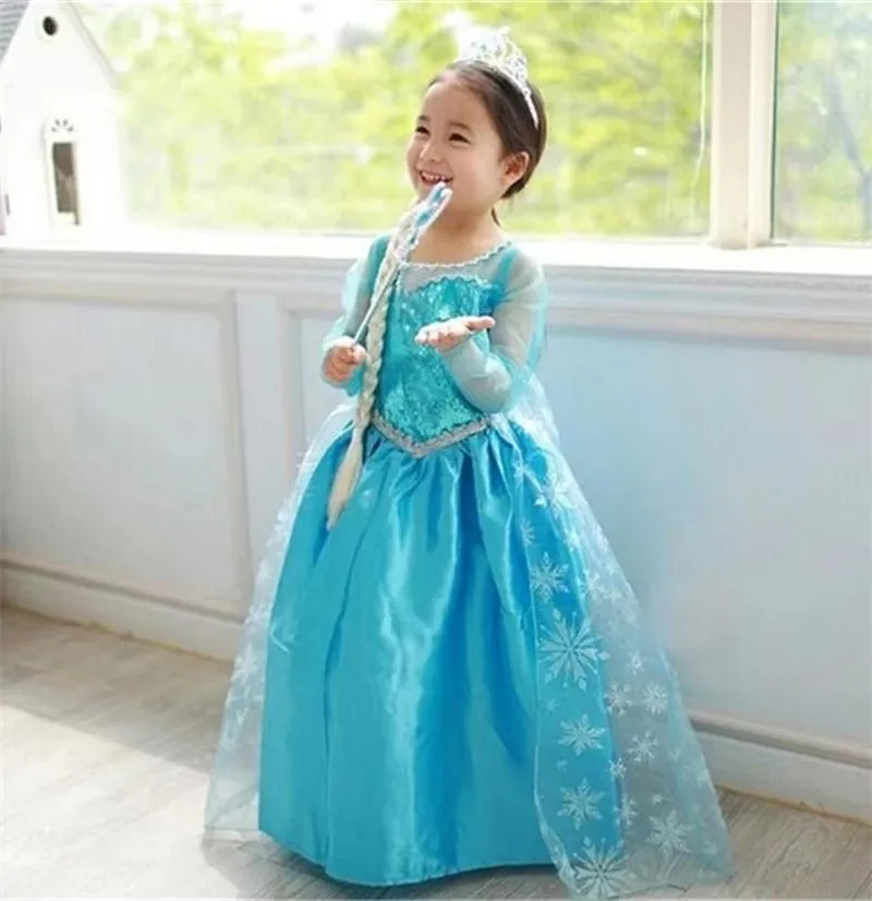 Elsa Dress for Girls 3-10 Yrs Birthday Role Elsa Princess Dress For Kids Halloween Carnival Easter Party Cosplay Girls Costume-animated-img