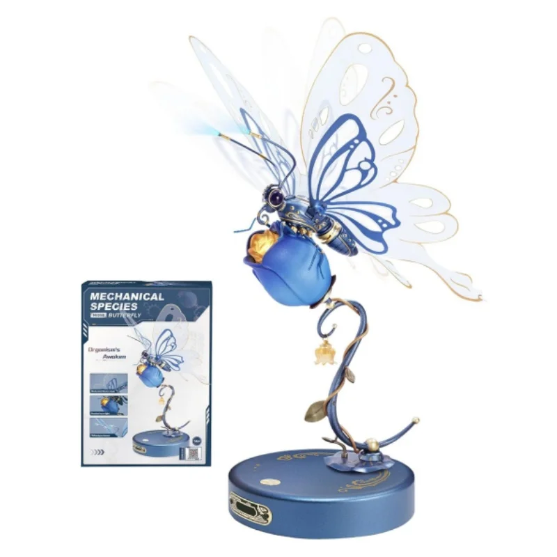 Robotime Rokr 3D Metal Puzzle Butterfly with LED Light of Industrial-style Building Block gift for Kids-MI05-animated-img