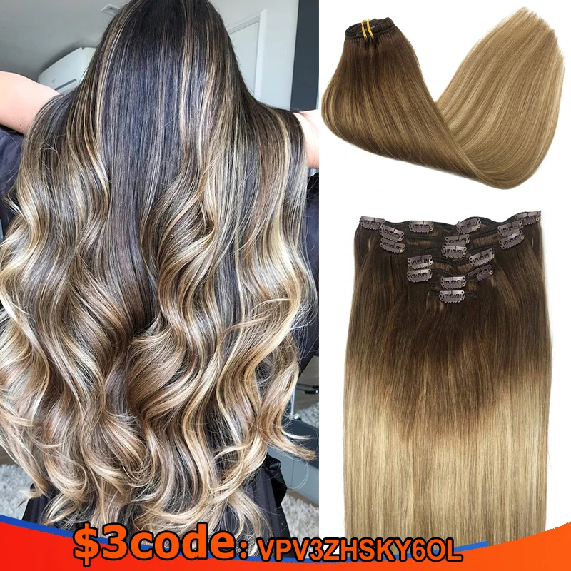 human hair clip on extension