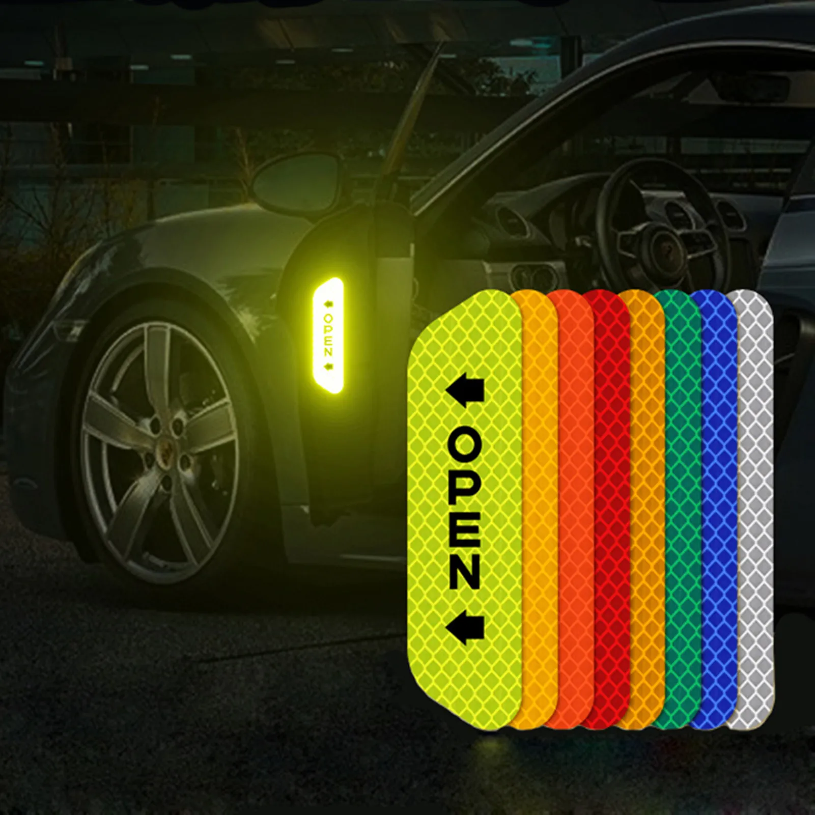 Reflective Car Door Sticker Safety Opening Warning Reflector Tape Decal Auto Car Accessories Exterior Interior Reflector Sticker-animated-img