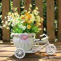 Rattan Flower Basket Vase Tricycle Bicycle Model Home Garden Wedding Party Decor Romantic Lovely Decor Figurines Miniatures