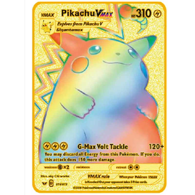 183200Point HP Raichu Pokemon Gold Metal Super Card Blastoise Eevee Sylveon  Mewtwo Pikachu Battle Collection Trading Iron Card