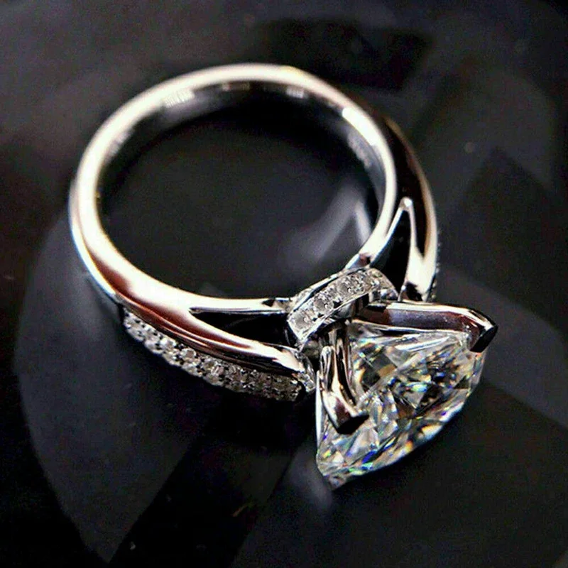 Huitan Classic Wedding Engagement Ring for Women Brilliant Cubic Zirconia Crystal Proposal Ring Anniversary Gift Jewelry-animated-img