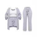 Four Pcs Sets Casual Cropped Tank Tops&High Elastic Drawstring Shorts&Long Sleeve Fleece Knitted Cardigan Coats&Full Trousers preview-3