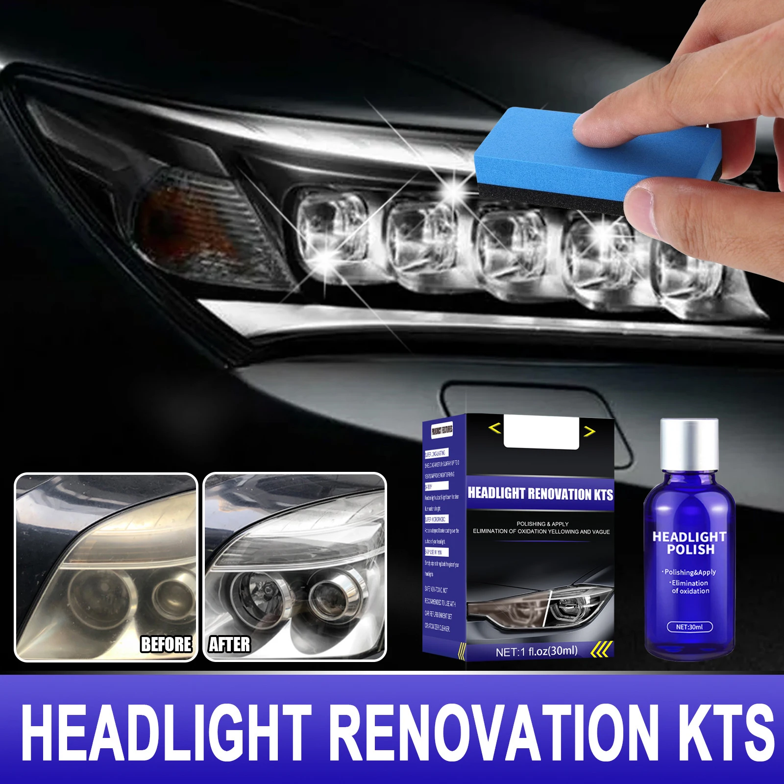 30ml 9H Car Headlight Cover Len Restorer Repair Liquid Resin Polish Cleaner Car Liquid Ceramic Coat To Repair Light Scratches-animated-img