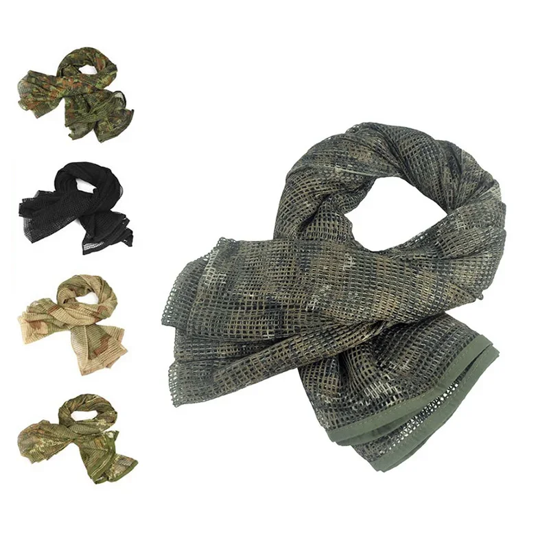 Camouflage Tactical Mesh Breathbale Scarf Sniper Face Veil Scarves Airsoft Hunting Hiking Camo Cycling Neckerchief-animated-img