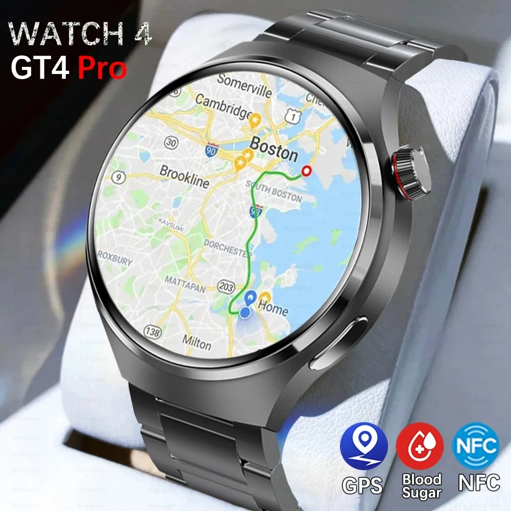 For Huawei GT4 Pro GPS Smart Watch Men Watch 4 Pro AMOLED 360*360 HD Full  Screen Touch Blood Sugar BT Call NFC Sports SmartWatch