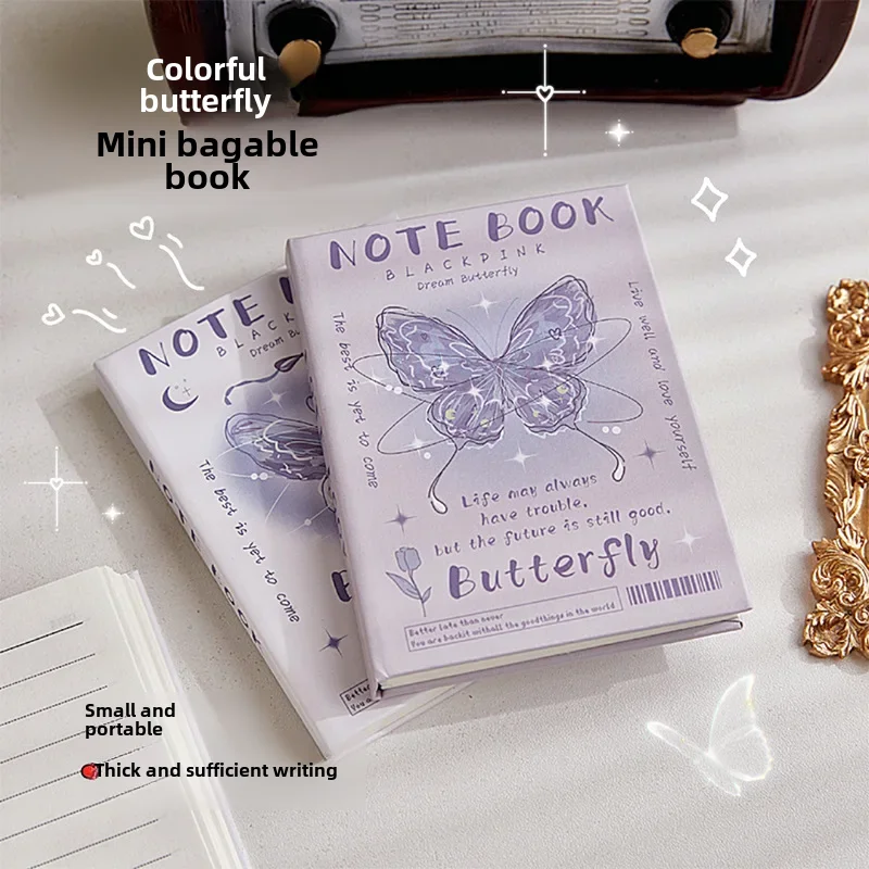 A7pocket Dreamy Butterfly Mini Notebook Women's Portable High Aesthetic Value Student Notepad Book For Sketching Writing preview-2