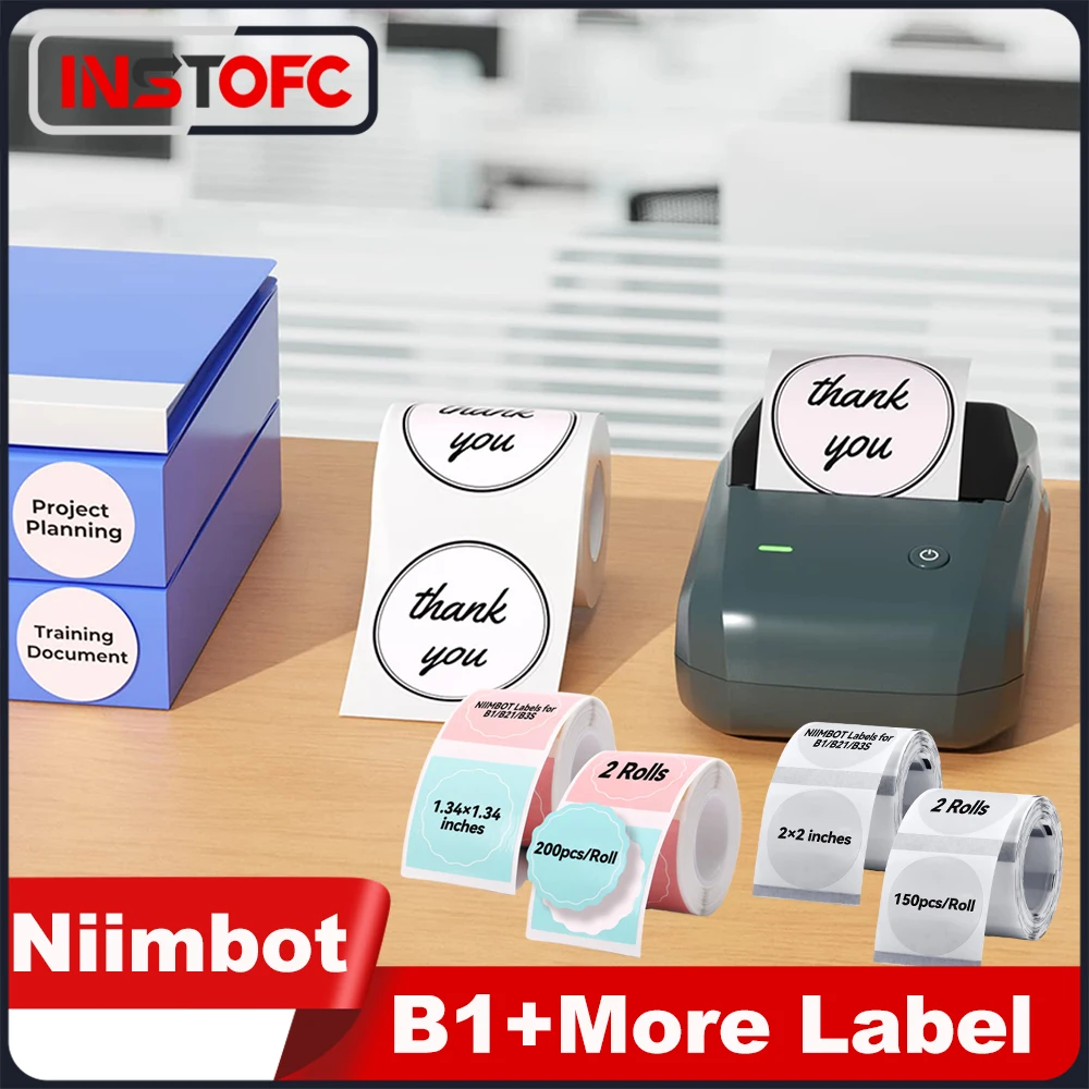 Niimbot B1 Wireless Label Maker Swap Color Round Adhesive Sticker Business Labeling Printer Machine Price Notes Paper 20-50mm-animated-img