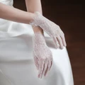 Exquisite Wedding Bridal Finger Gloves Eyelash Lace Edge Ivory Bridesmaid Wrist Short Gloves Accessorie for Pageant Prom Perform preview-4