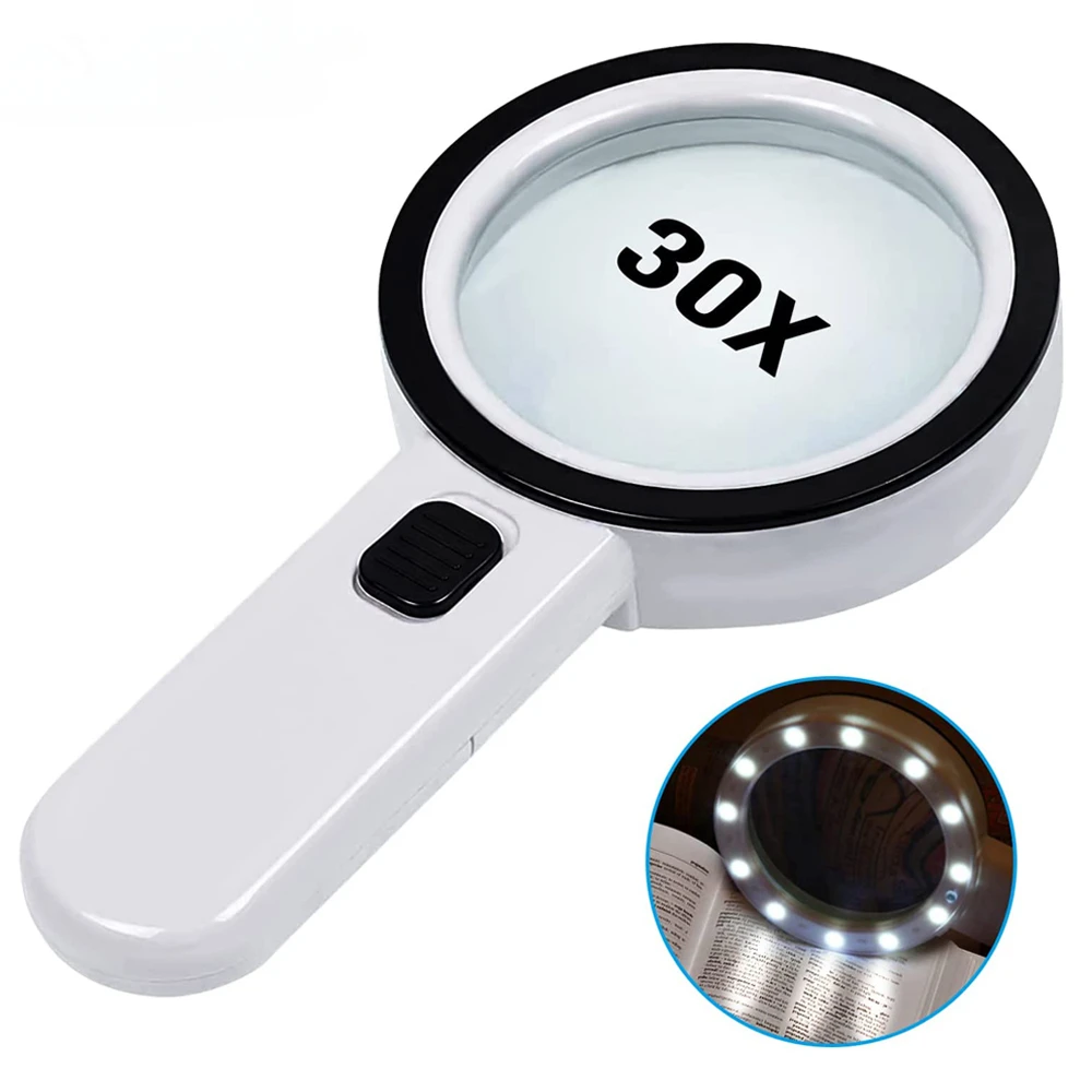 45X 3X Professional Magnifying Glass Jewelry Loupe With LED Light Handheld  Magnifier Lupa For Coins Stamps Kids Seniors Reading