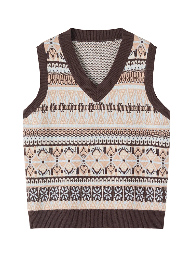 Brand Designer New Sleeveless Vest Waistcoat Geometric Oversized Vest Winter Spring Women Sweaters Pullovers Knitwear Tops C-221-animated-img