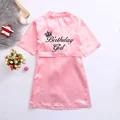 Toddler Baby Kid Solid Silk Satin Kimono Robes Bathrobe Birthday Girls Sleepwear Girl Dress Nightgown Birthday Party Clothes