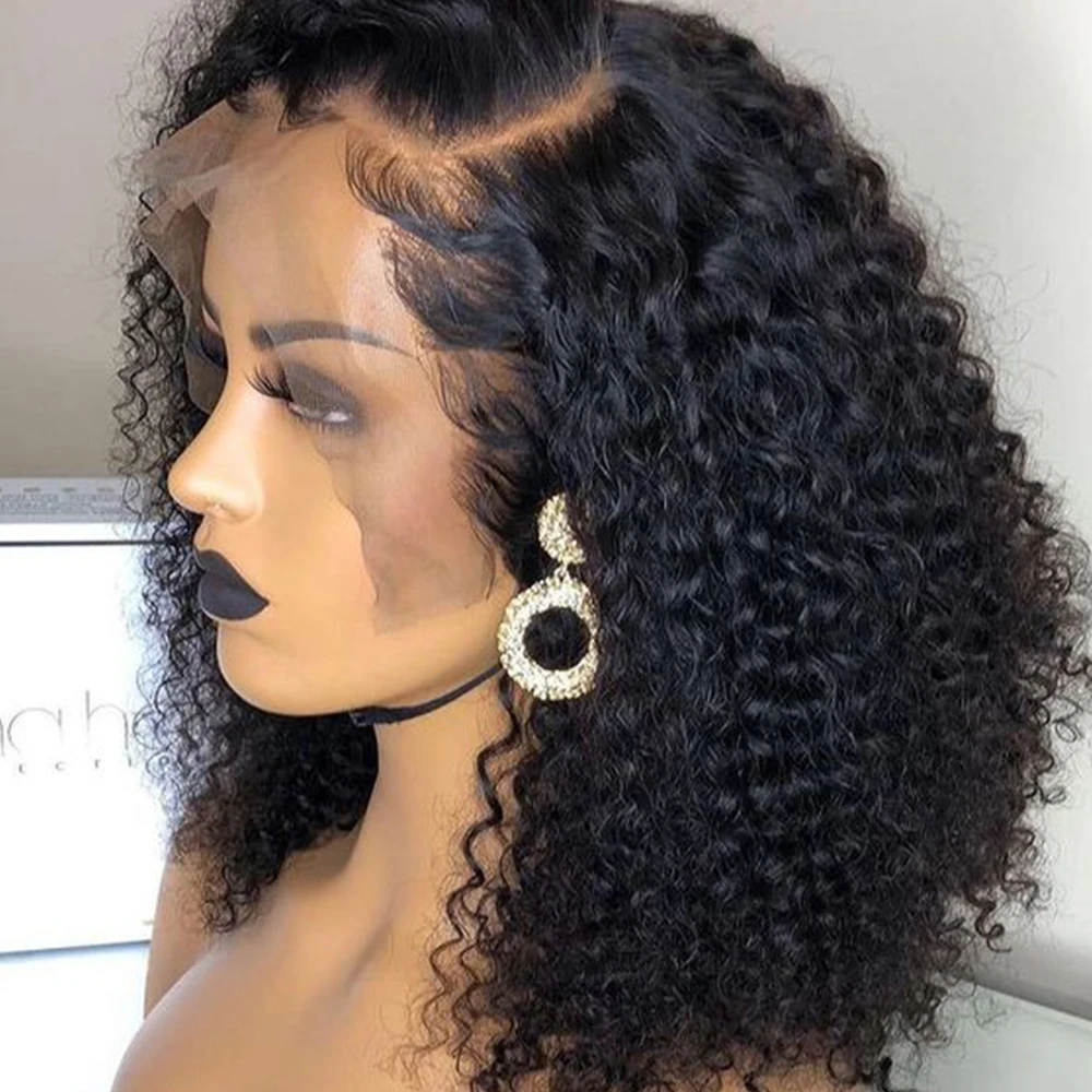 human hair curly bob lace front wigs