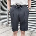 2022 Brand Clothing Men's Summer Leisure Shorts/Male Slim Fit Business Suit Shorts Black White Grey Khaki preview-5