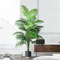 עץ דקל מלאכותי גדול 90-120 ס"מ צמחים מזויפים טרופיים עלי דקל מפלסטיק ירוק ענף עץ מפלצת גדול לעיצוב גינה ביתית