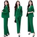 Women's Fashion Professional Suit Korean Elegant Spring Autumn New Casual Blazers Coat + Pants Two-piece Set Femlae Clothing