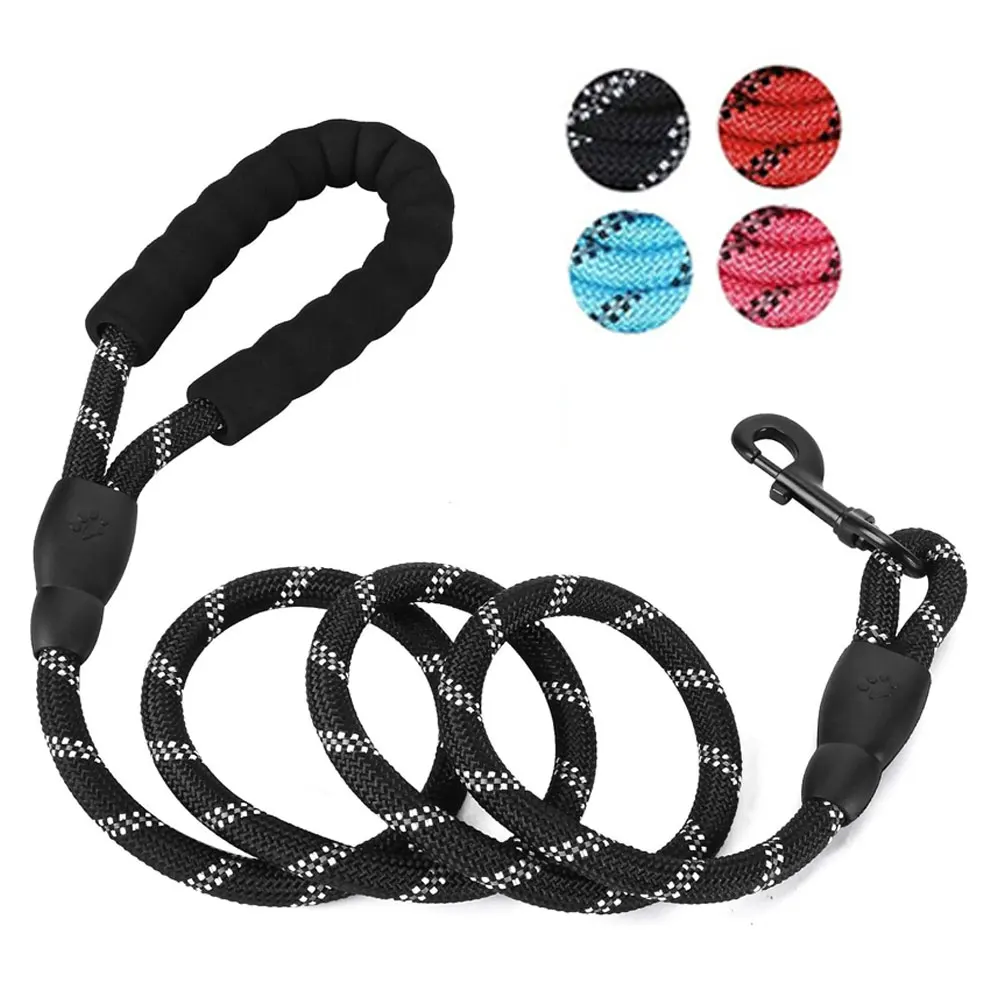 3/5m Rope Dog Leash with Soft Padded Handle Highly Reflective Heavy Duty Dog Rope Leash for Small Medium Large Dog Accessories-animated-img