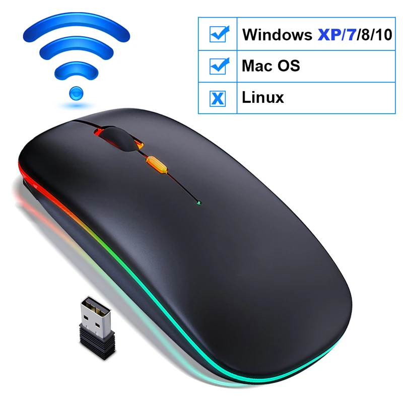 Wireless Mouse RGB 2.4G Mouse Wireless Computer Mouse Gamer Silent USB Mause Ergonomic Mice Rechargeable For PC Laptop-animated-img