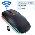 עכבר אלחוטי RGB 2.4G עכבר מחשב אלחוטי גיימר שקט USB mause עכברים ארגונומיים נטענים למחשב נייד