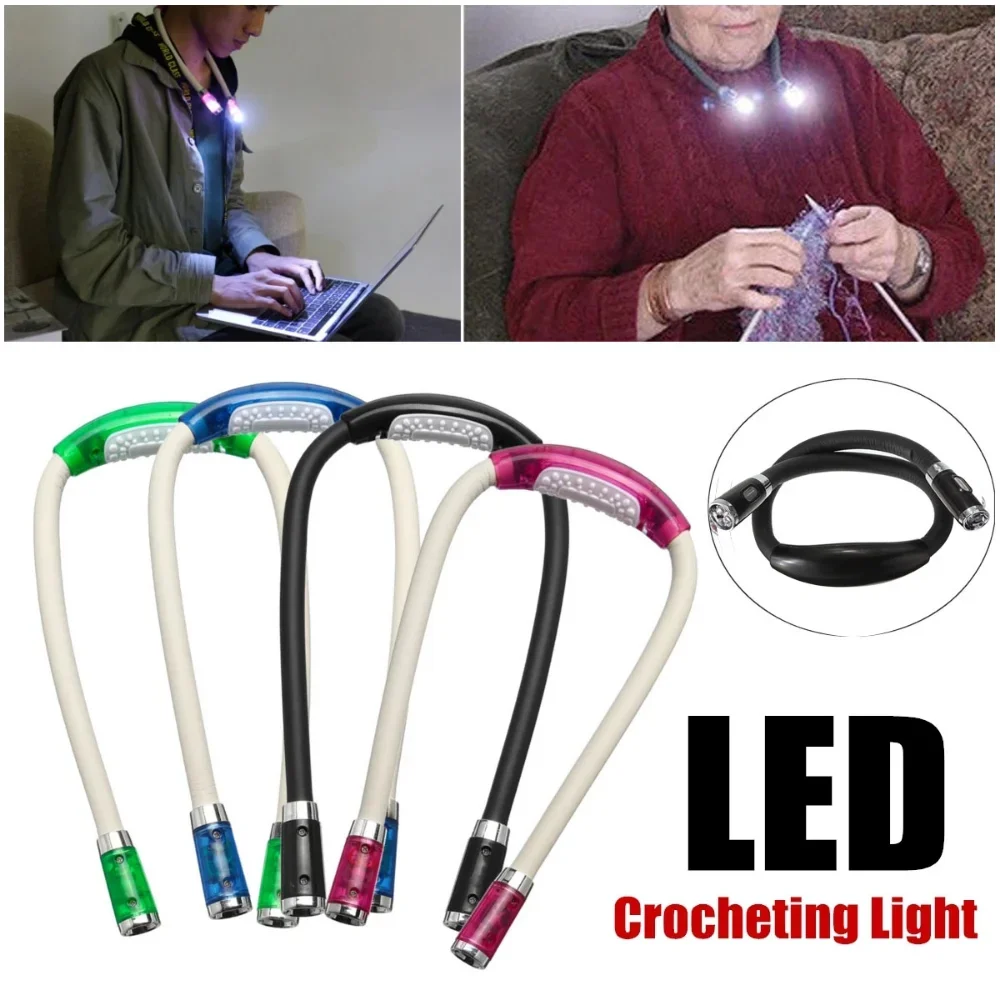 Book Reading Crocheting Light Adjustable 360° Angle Flexible Handsfree Led Neck Light Hug Reading Lamp Led Night Flashlight-animated-img