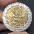 US 1901 three skull pirate two tone Hobo coin, gold and silver collectible commemorative coin, replica home decoration preview-1